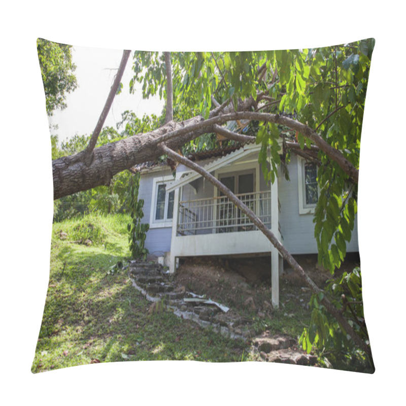 Personality  Falling Tree After Hard Storm On Damage House Pillow Covers