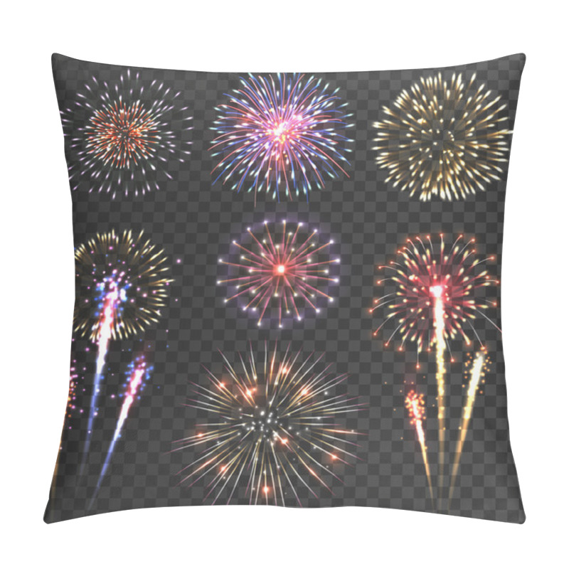 Personality  Firework Pictograms Black Background Set  Pillow Covers