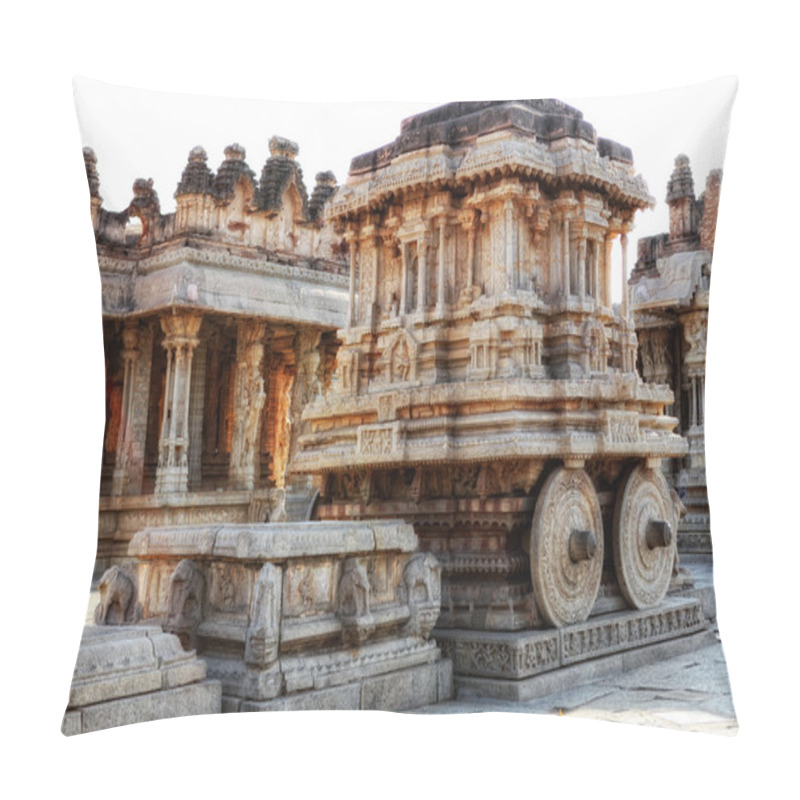 Personality  Stone Chariot In Hampi Pillow Covers