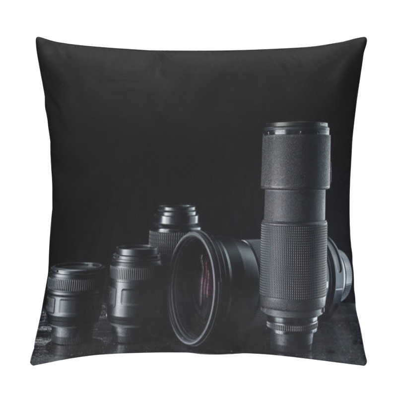 Personality  Photo Lenses On A Black Background Pillow Covers