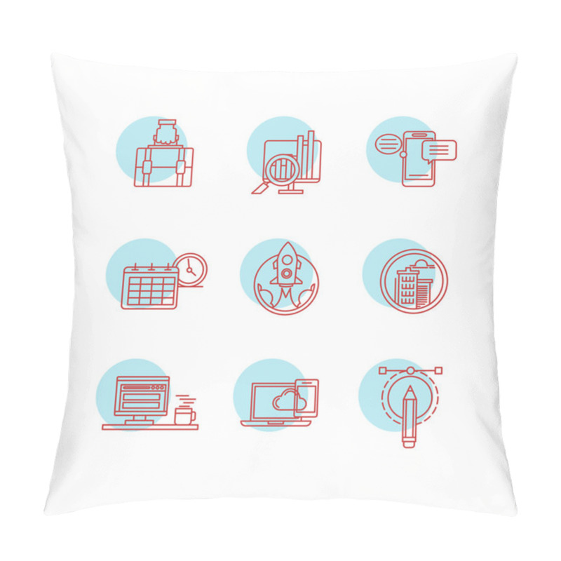 Personality  Modern Thin Line Icons Set For Business Pillow Covers