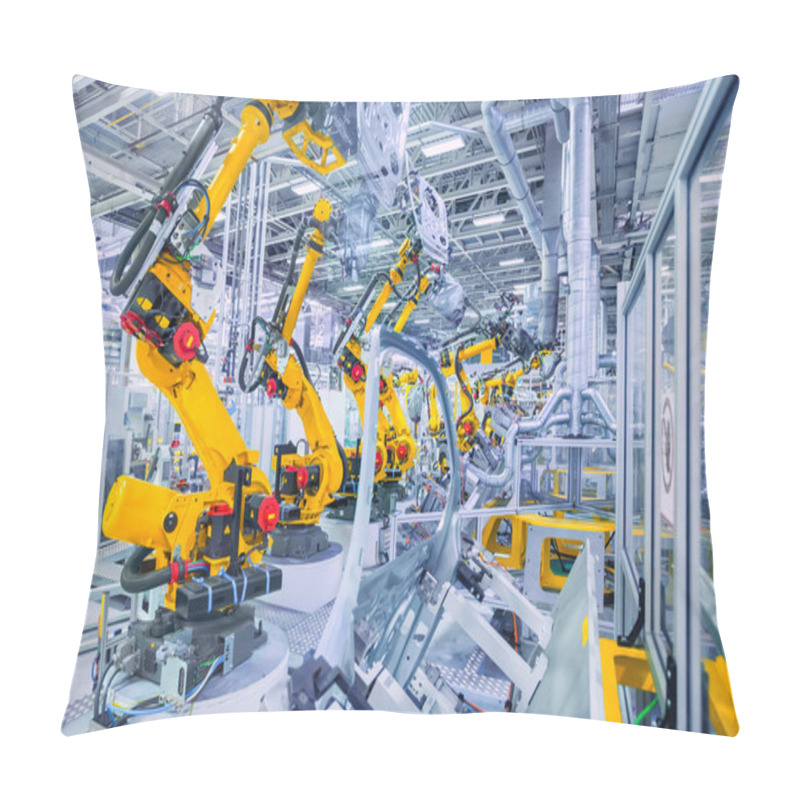 Personality  Robots In A Car Plant Pillow Covers