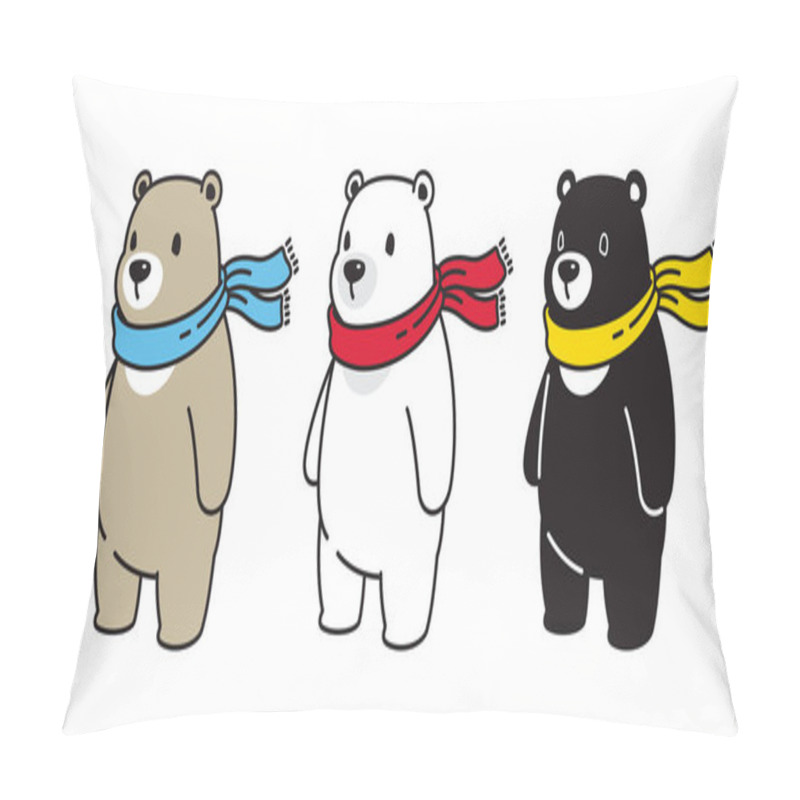 Personality  Bear Vector Polar Bear Scarf Icon Honey Logo Cartoon Character Illustration Doodle Pillow Covers