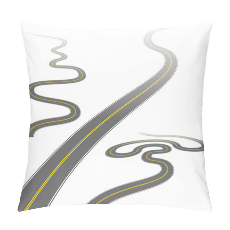 Personality  Illustration Of A Long, Winding Roads Disappearing Into The Distance. Pillow Covers