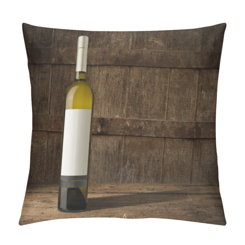 Personality  Still Life With Wine Bottles, Glasses And Oak Barrels. Pillow Covers