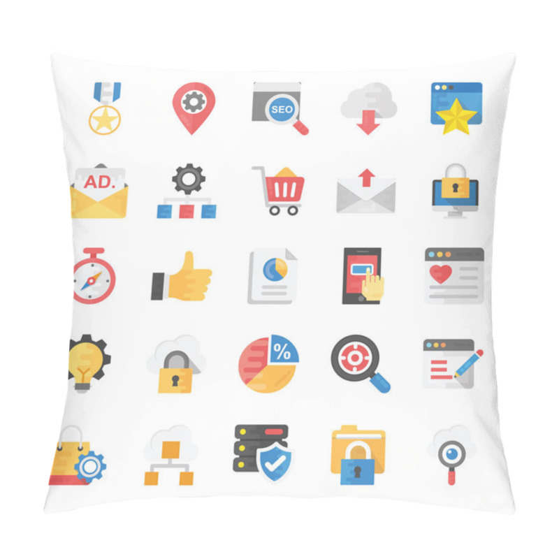 Personality  SEO And Marketing Flat Icons Pillow Covers