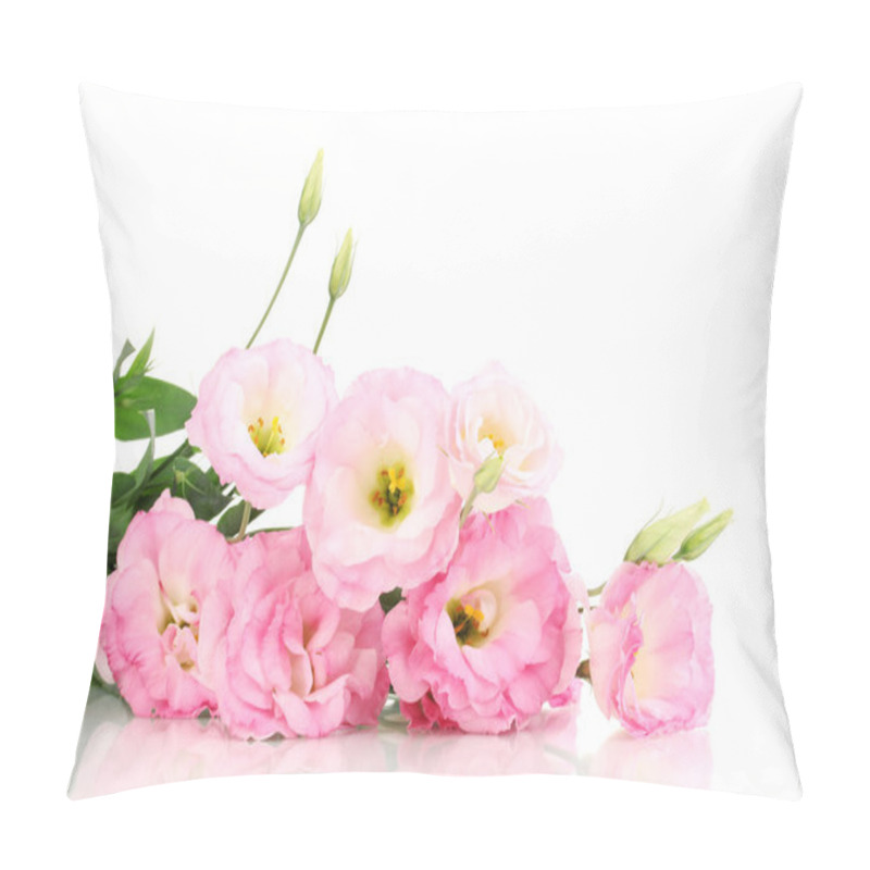 Personality  Bouquet Of Eustoma Flowers, Isolated On White Pillow Covers