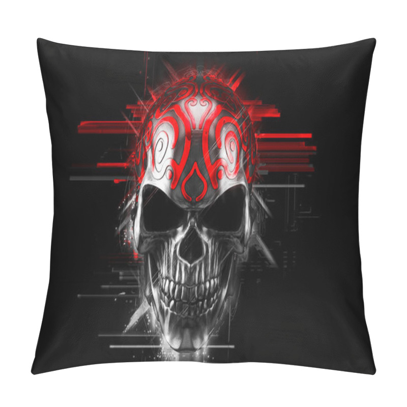 Personality  Black Demon Skull With Red Ornaments Pillow Covers