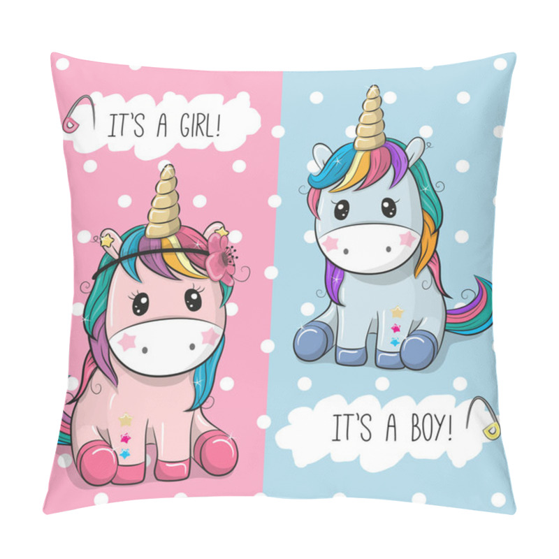 Personality  Baby Shower Greeting Card With Cute Unicorns Pillow Covers