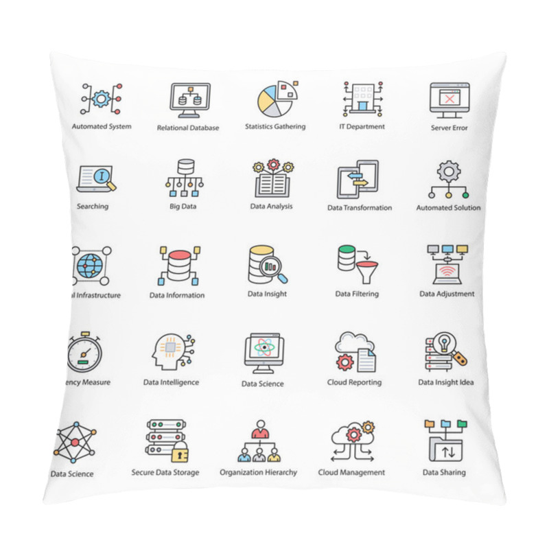 Personality  Bundle Of Data Science Flat Vector Icons Pillow Covers