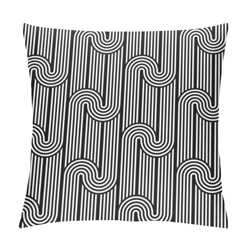 Personality  Design Seamless Monochrome Waving Geometric Pattern Pillow Covers