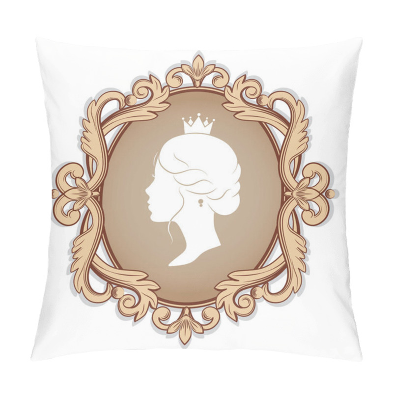 Personality  Profile Silhouette Of A Princess In  Frame Pillow Covers