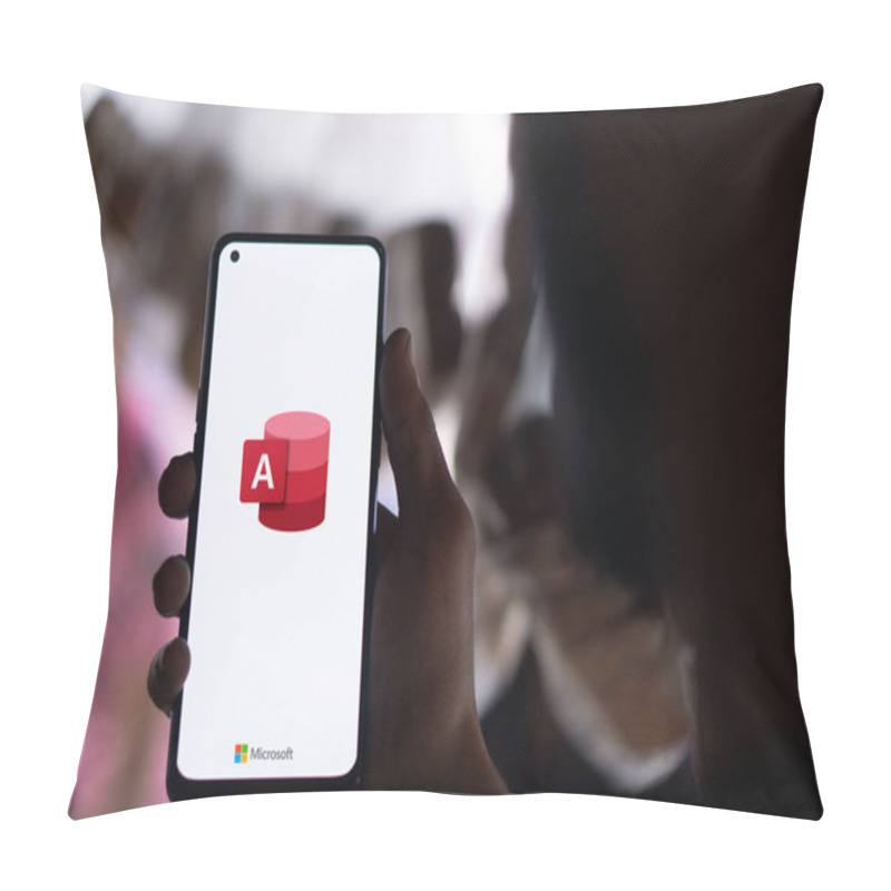 Personality  Dhaka, Bangladesh- 05 Oct 2024: Microsoft Access Logo Is Displayed On Smartphone. Pillow Covers