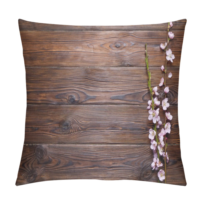 Personality  Beautiful Spring Composition With Flowering Blossoms On Wooden Background With Copy Space For Text. Mother's Day Greeting Concept. Pillow Covers