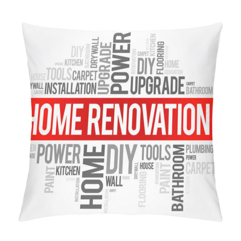 Personality  Home Renovation Word Cloud, Business Concept Collage Background Pillow Covers