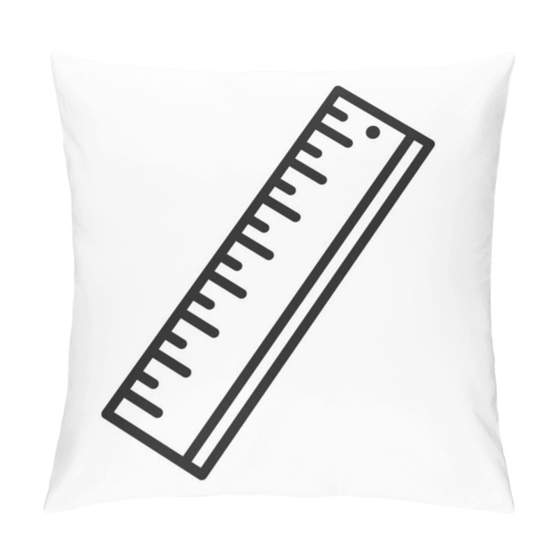 Personality  Ruler Icon Black Line Art Vector In Black And White Outline Set Collection Sign Pillow Covers