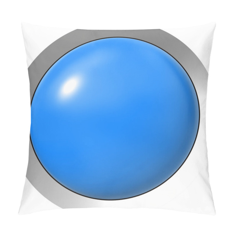 Personality  Web Button 3d - Blue Glossy Realistic With Metal Frame Pillow Covers