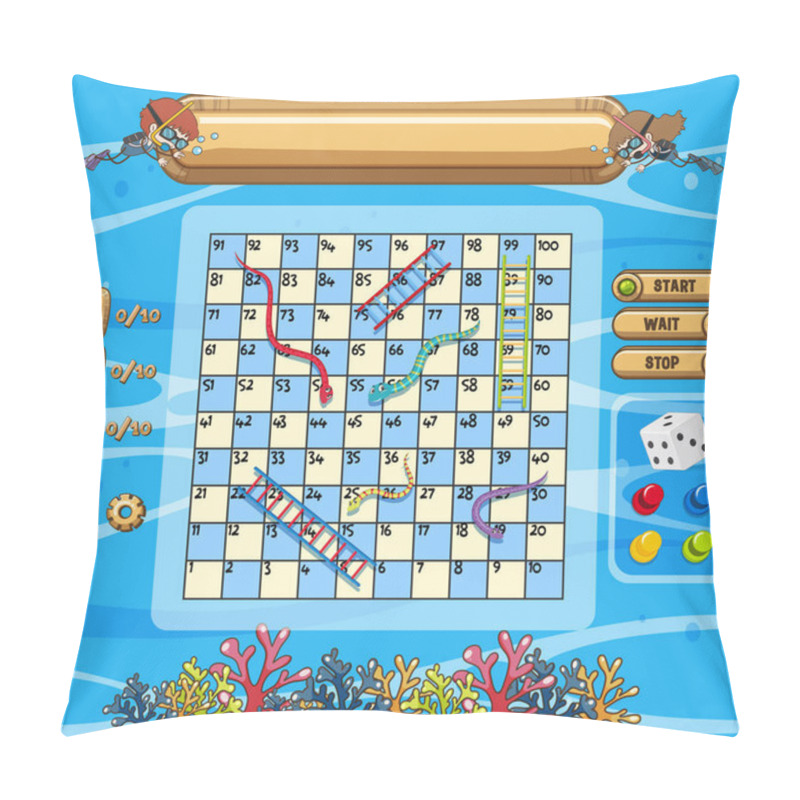 Personality  Underwater Scene With Snakes And Ladders Game Template Pillow Covers