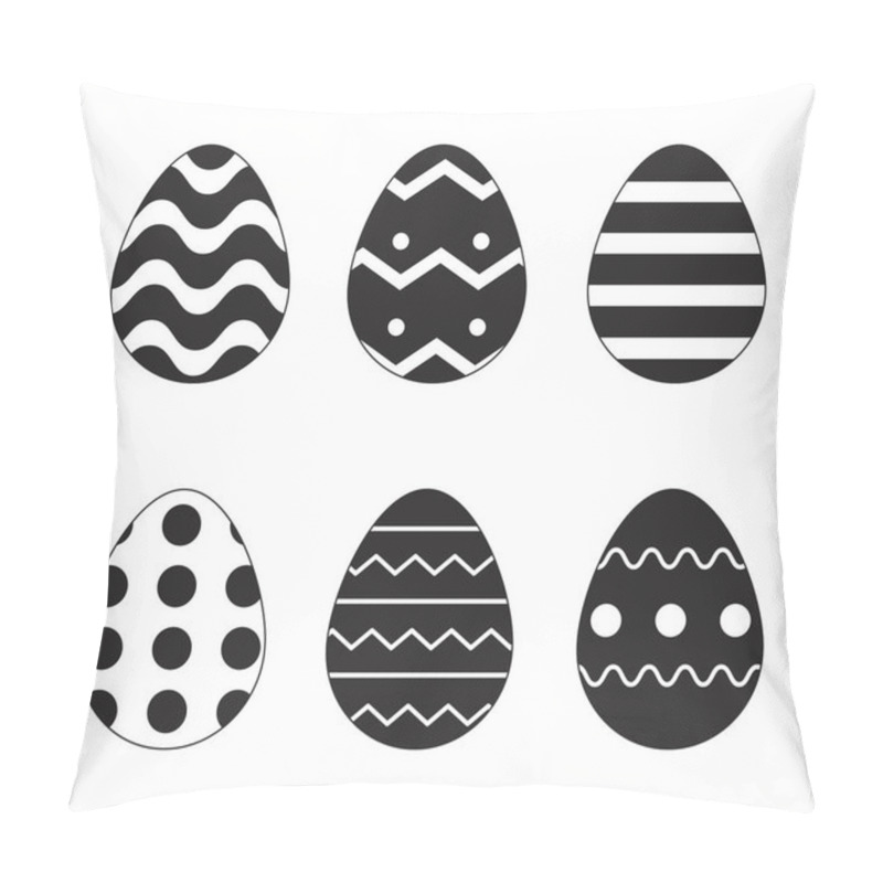 Personality  Springtime Painted Eggs Black And White 2D Line Cartoon Objects Set. Resurrection Holiday Easter-eggs Isolated Vector Outline Items Collection. Eastereggs Pattern Monochromatic Flat Spot Illustrations Pillow Covers