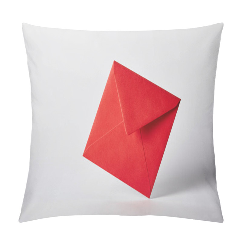 Personality  Red And Bright Envelope On Grey Background With Copy Space  Pillow Covers