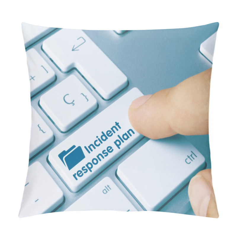 Personality  Incident Response Plan - Inscription On Blue Keyboard Key. Pillow Covers