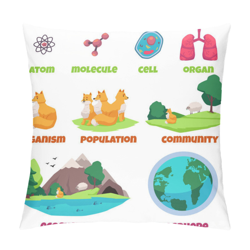 Personality  Biological Hierarchy Banner Design, Flat Vector Illustration Isolated. Pillow Covers