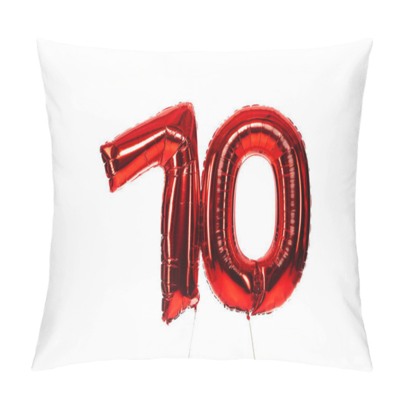 Personality  Number 70 Red Balloons Isolated On White Pillow Covers