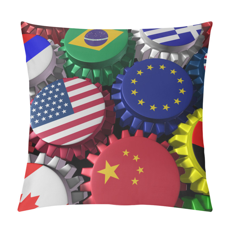 Personality  Global Economy Machine With U.S.A And Europe In The Center Pillow Covers