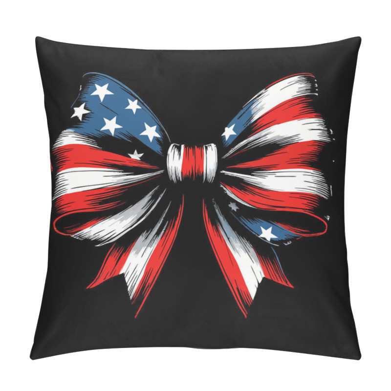 Personality  American Flag Bow Vector Design  Patriotic Stars And Stripes Ribbon Illustration Pillow Covers