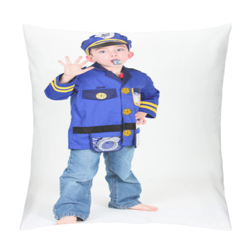 Personality  Young Boy Dressed Up As A Police Officer Pillow Covers