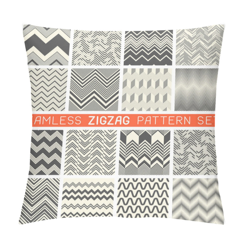 Personality  Seamless Zig Zag Pattern Set. Chevron Grapic Print Design Pillow Covers