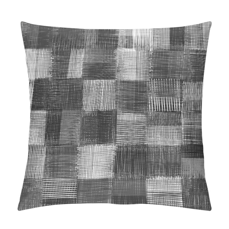 Personality  Checkered Grunge Striped  Seamless Pattern In Black And White Pillow Covers