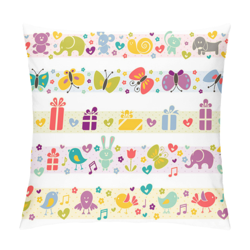 Personality  Cute Borders With Baby Icons. Pillow Covers