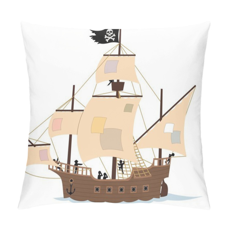 Personality  Pirate Ship On White Pillow Covers