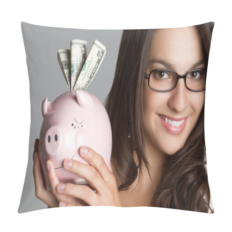 Personality  Girl Holding Piggy Bank Pillow Covers