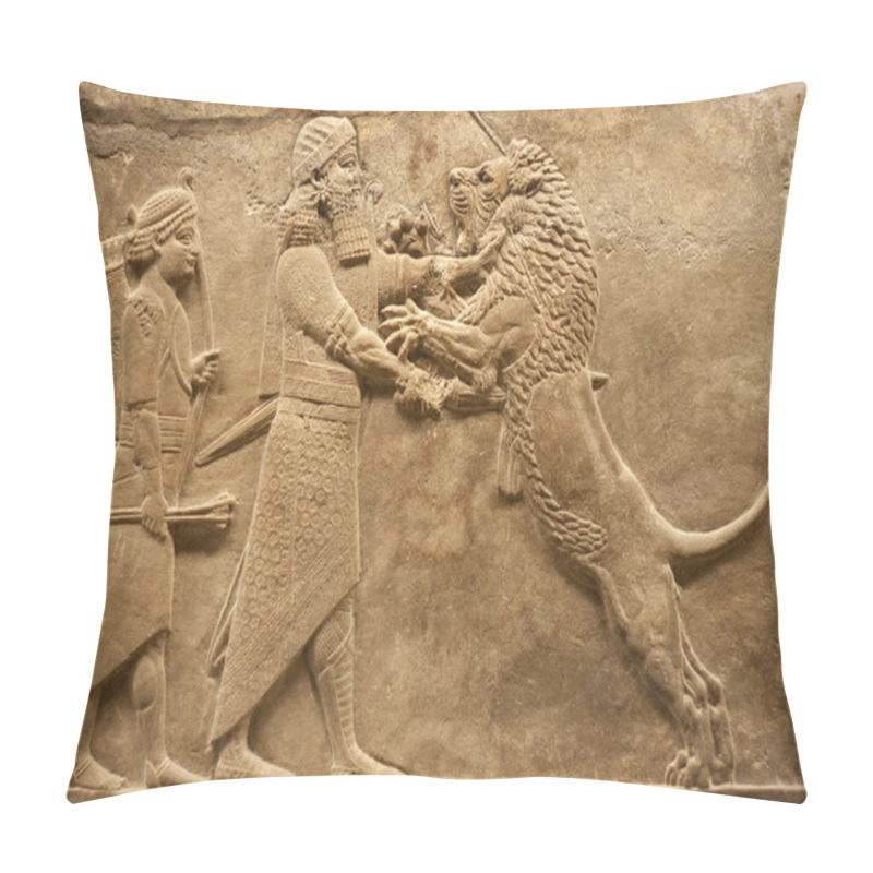 Personality  Assirian Warrior Hunting Lions Pillow Covers