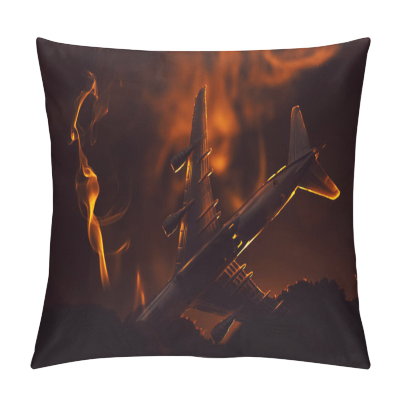 Personality  Crash Of Toy Plane With Smoke On Black Background, Battle Scene Pillow Covers