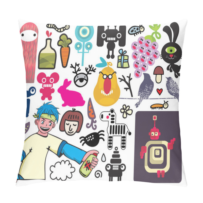 Personality  Mix Of Different Vector Images And Icons. Vol.20 Pillow Covers