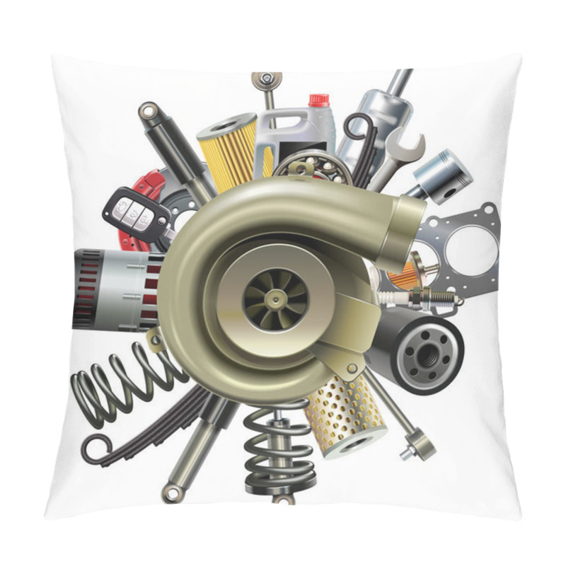 Personality  Vector Car Parts With Turbocharger Pillow Covers