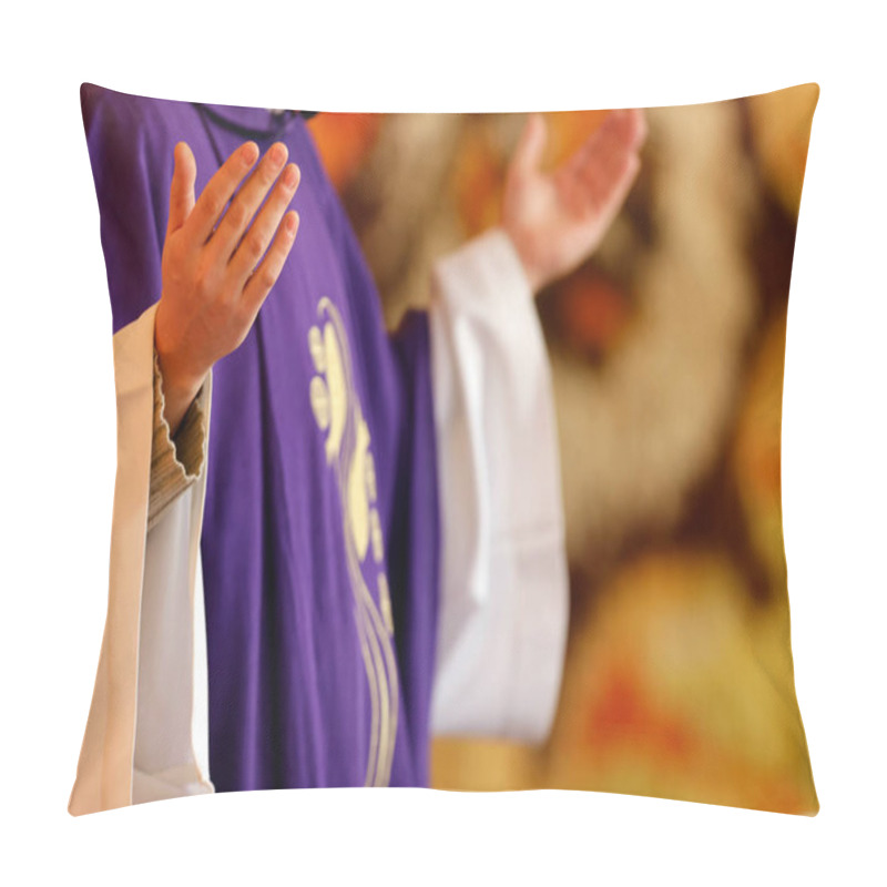 Personality  Saint Louis De Novel Church.  Catholic Mass. Ash Wednesday Celebration : The First Day Of Lent.  Annecy.  France.  Pillow Covers