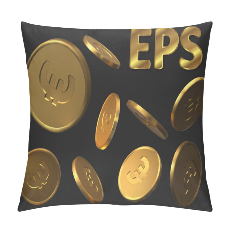 Personality  Set Of Golden Euro Coins. Realistic Vector Illustration. Pillow Covers