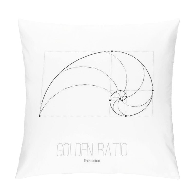 Personality  Symbol Of The Golden Ratio Tattoo Black Lines On The White Isolated Background Pillow Covers