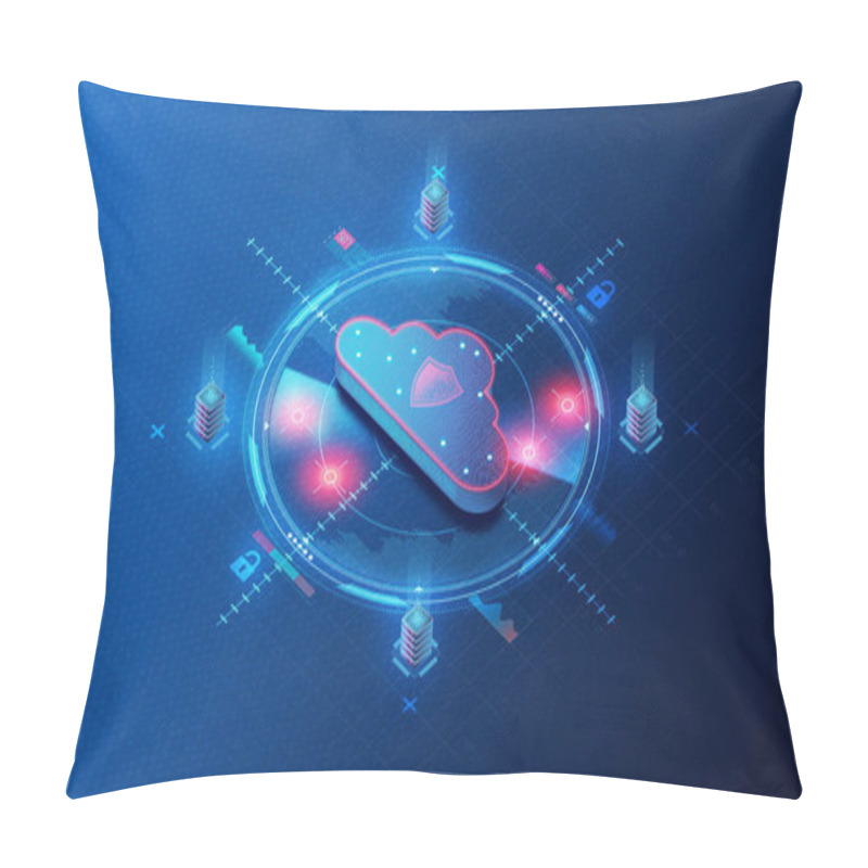 Personality  Cloud Computing Security - Vulnerability And Threat Management Solutions - Security Operations And Program Governance - New Threat Intelligence Applications - 3D Illustration Pillow Covers