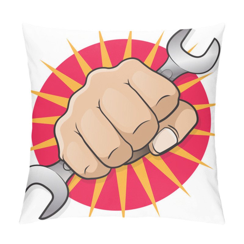 Personality  Retro Punching Fist With Spanner Pillow Covers