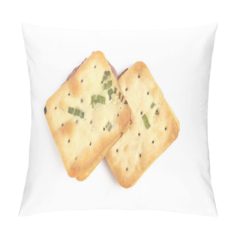 Personality  Scallion Cookie Nougats On White Background  Pillow Covers