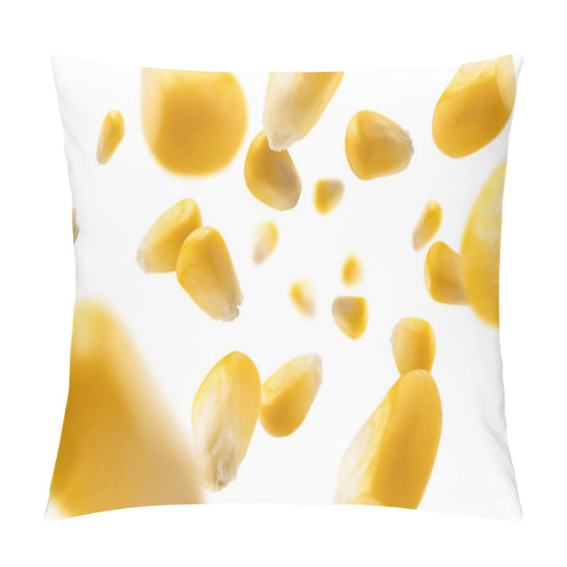 Personality  Ripe Corn Grains Levitate On A White Background Pillow Covers