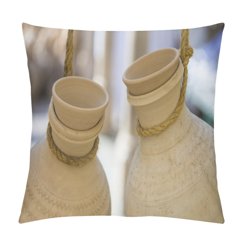 Personality  Ceramic Jars In Nizwa Market Pillow Covers