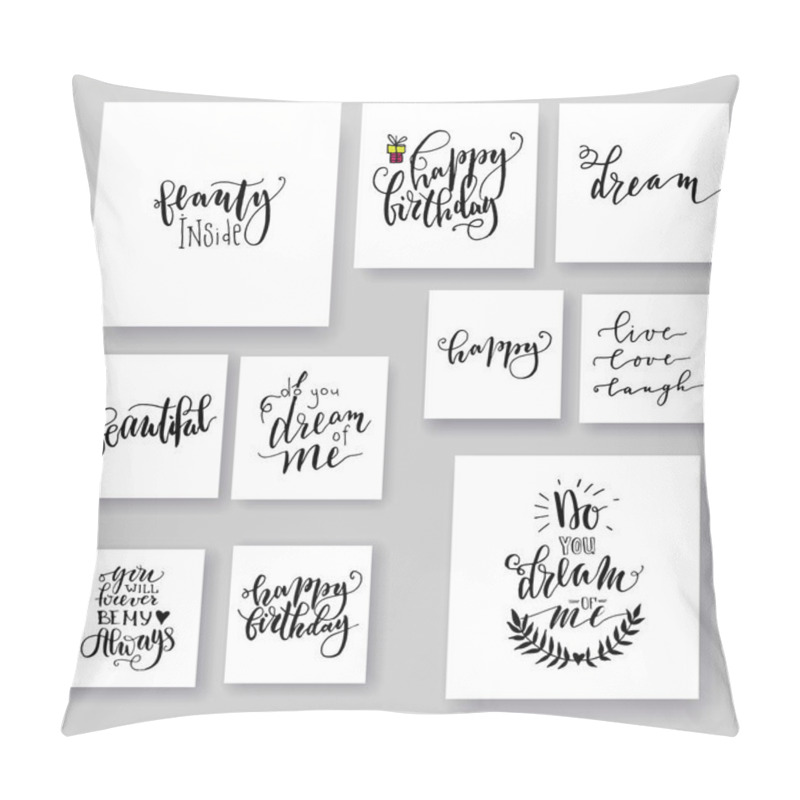 Personality  Set Of Hand Lettering Greeting Cards Pillow Covers