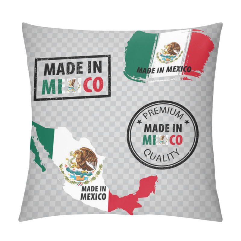 Personality  Made In Mexico Rubber Stamps Icon Isolated. Manufactured Or Produced In The Mexico.  Set Of Grunge Rubber Stamps For Your Web Site Design, App, UI. EPS10. Pillow Covers