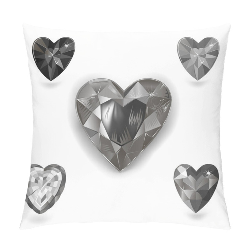 Personality  Heart Cut Gemstone Shape Set Isolated On White Background  Pillow Covers